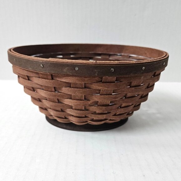 Longaberger Small Oval Bowl Basket & Protector Set Rich Brown Stain NEW - Picture 1 of 9